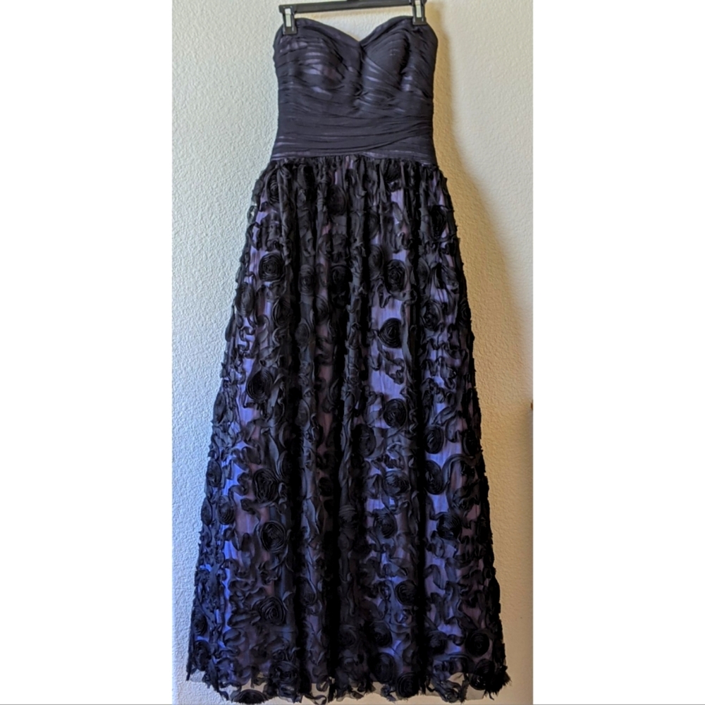 Monique Lhuillier black & purple tulle ballgown